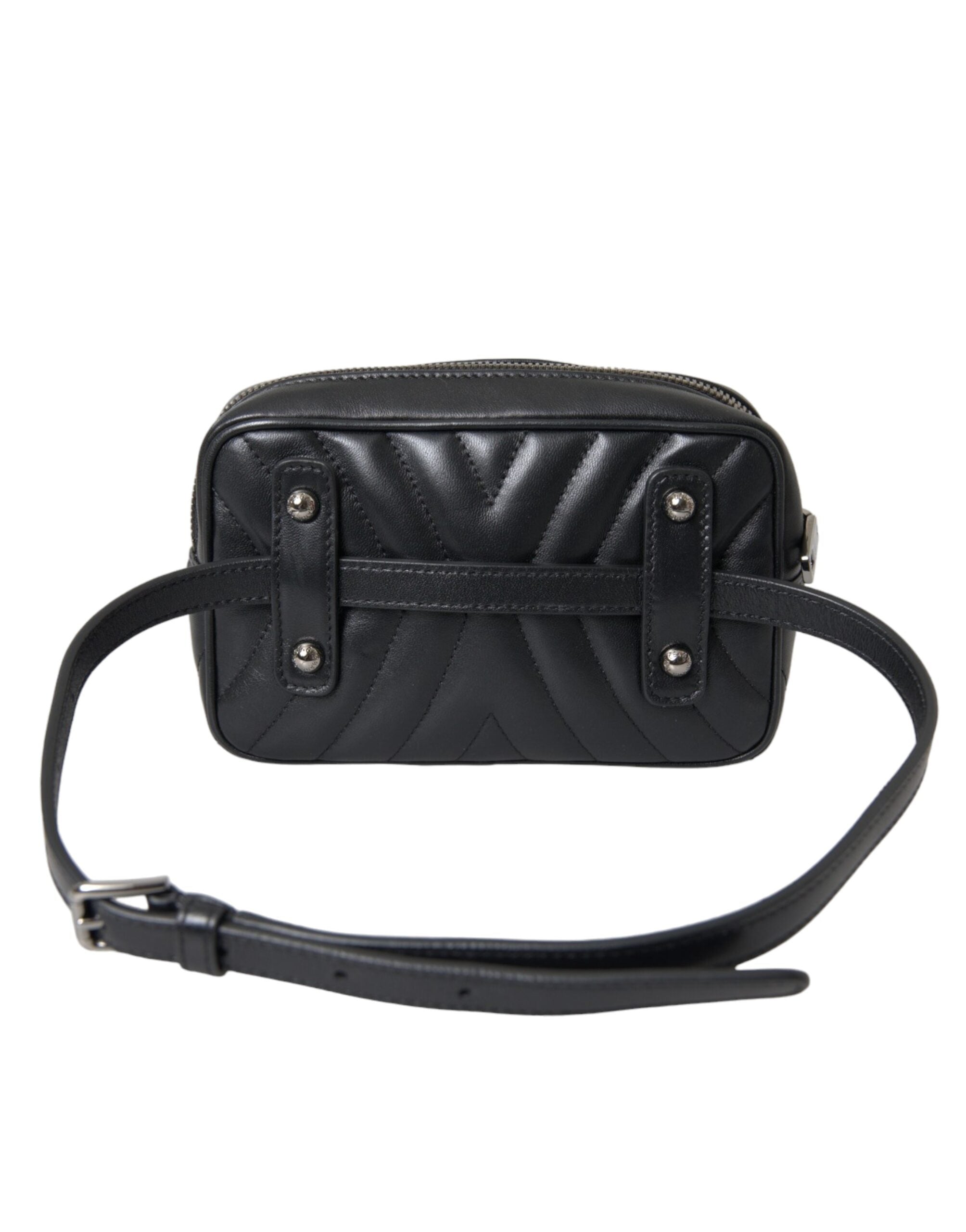 Dolce & Gabbana Black Leather Marsupio Quilted Love Belt Fanny Pack Bag